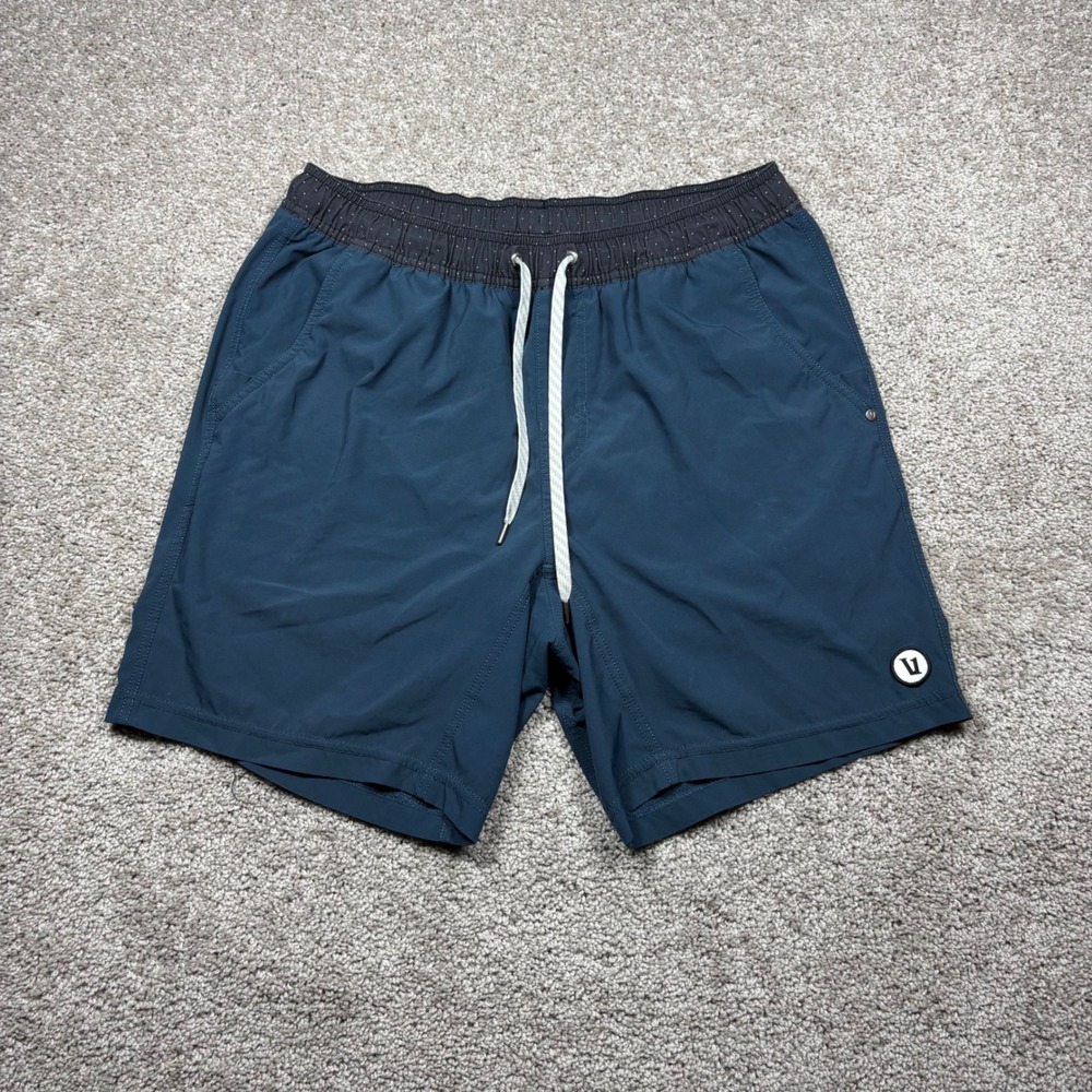 Vuori Kore Short Mens Large Teal Blue Training Lined Shorts 7 Inch Inseam